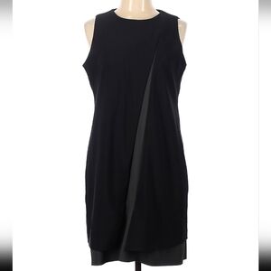 Ecru black dress with gray peep detail down front L